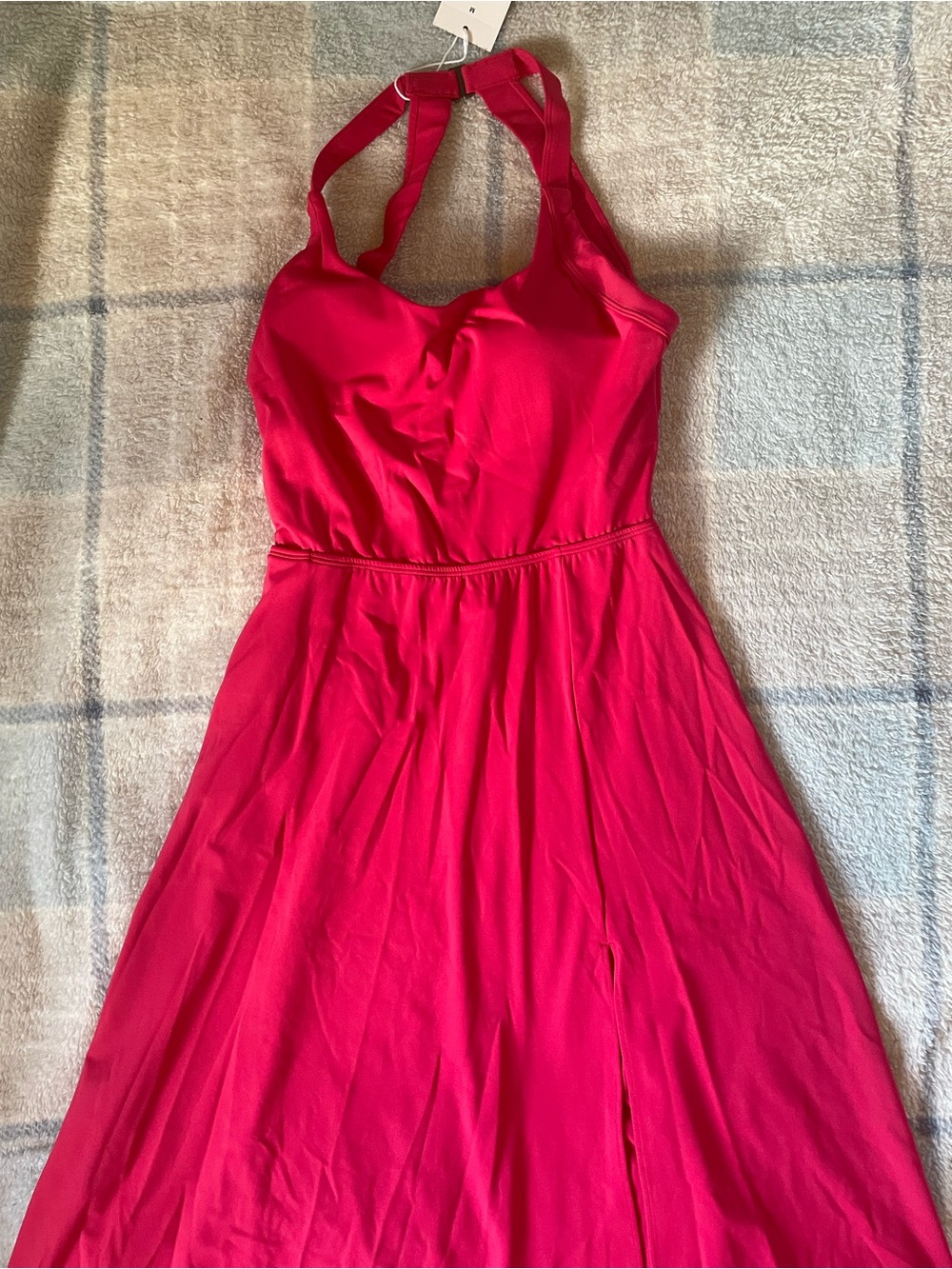 HALARA Hot Pink Halter Fit-and-Flare Dress